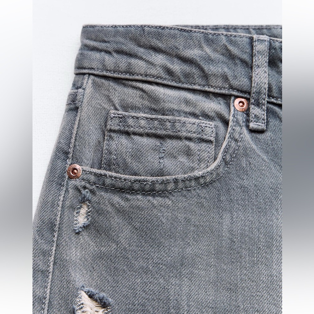 NWT ZARA SS24 TRF MID-RISE WIDE LEG RIPPED JEANS 6688/248 012/298 - Picture 12 of 13